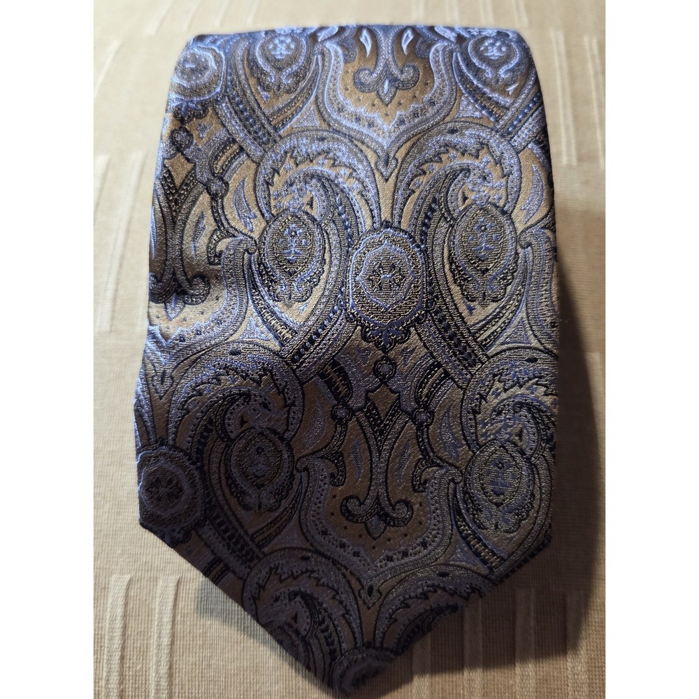 Birma Bibas Men's Necktie Blue/Gold Paisley Jacquard 100% Silk